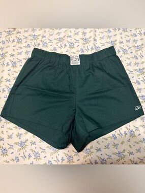 High-Waist Women's Dark Green Elastic Waist Shorts